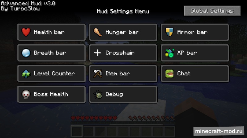 Мод Advanced HUD для Minecraft 1.7.10, 1.7.2, 1.6.4,  ...