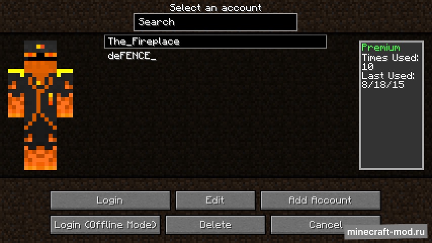 Мод In-game Account Switcher для Minecraft 1.21, 1.20.6, 1.20.5,  ...