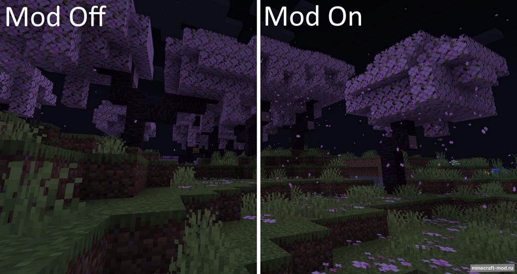 Мод MoreFallingLeaves для Minecraft 1.21.4