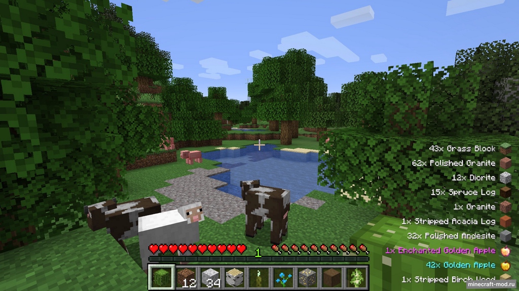 Мод Pick Up Notifier для Minecraft 1.21.1, 1.21, 1.20.4,  ...