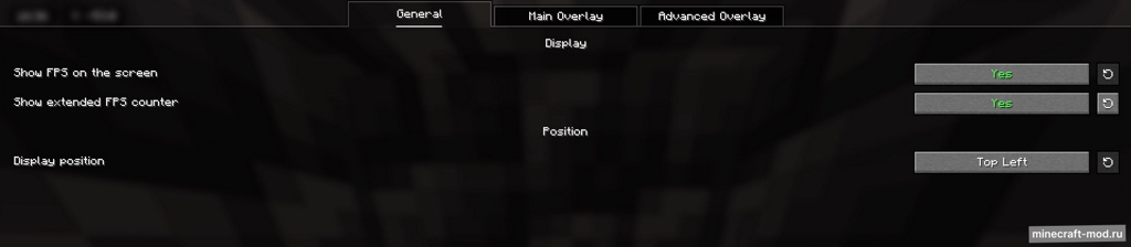 Мод FPS Overlay для Minecraft 1.21.4, 1.21.3, 1.21.2,  ...