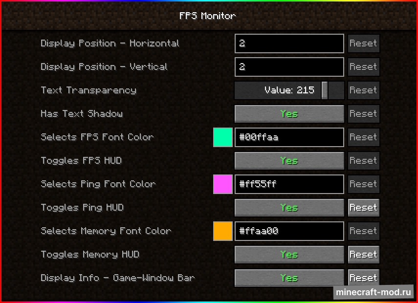 Мод FPS Monitor для Minecraft 1.20.1, 1.20, 1.19.4,  ...