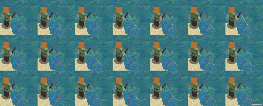 Мод Dyeable Fishing Lines для Minecraft 1.18.2