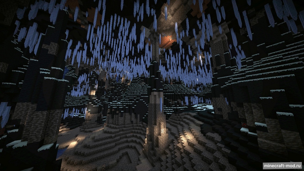 Мод Caves+: The Frozen Caves для Minecraft 1.20.1