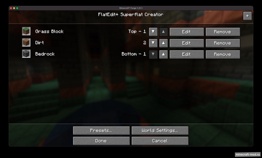 Мод FlatEdit+ для Minecraft 1.21.1, 1.21