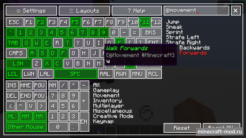 Мод Project8gbDeRam's Keymap для Minecraft 1.21.1