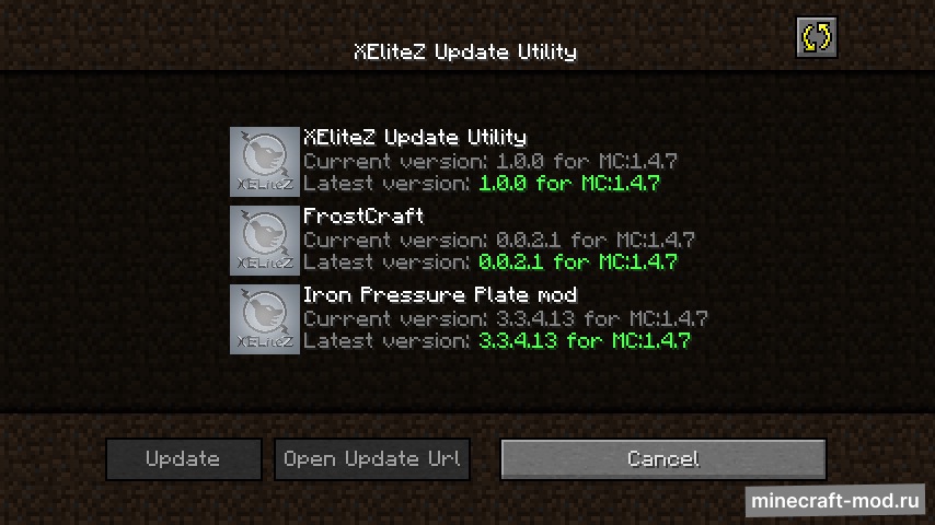 Мод XEliteZ Mod Update Utility для Minecraft 1.7.10, 1.7.2, 1.6.4,  ...