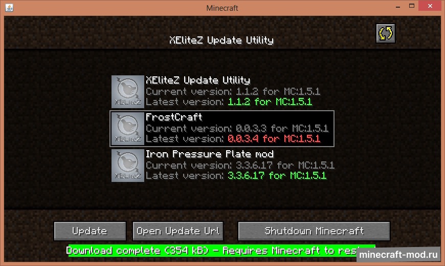 Мод XEliteZ Mod Update Utility для Minecraft 1.7.10, 1.7.2, 1.6.4,  ...