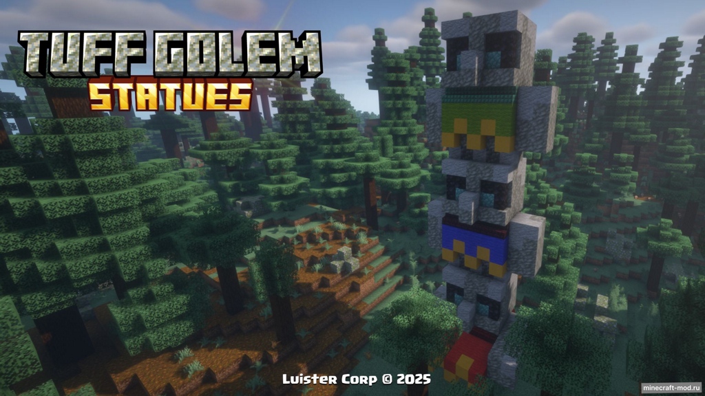 Мод Tuff Golem Statues для Minecraft 1.21.5, 1.21.4