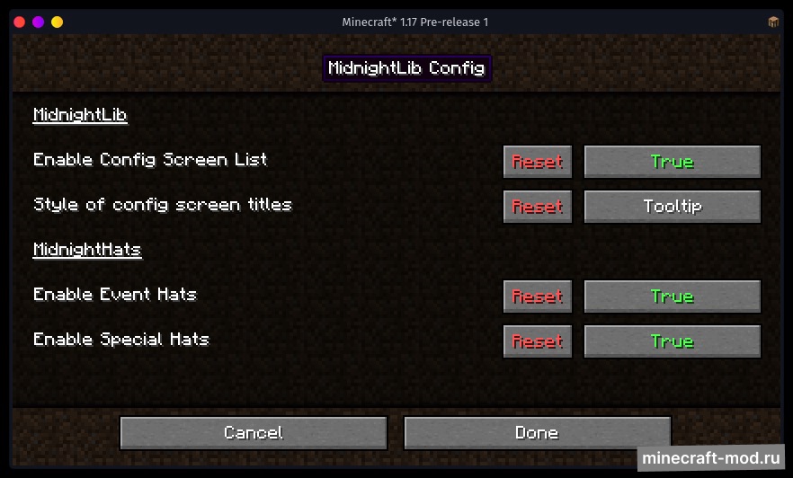 Мод MidnightLib для Minecraft 1.21.1, 1.21, 1.20.6,  ...
