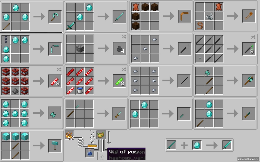 Мод Haghog's Vanilla-Style Weapon для Minecraft 1.19.2, 1.18.2