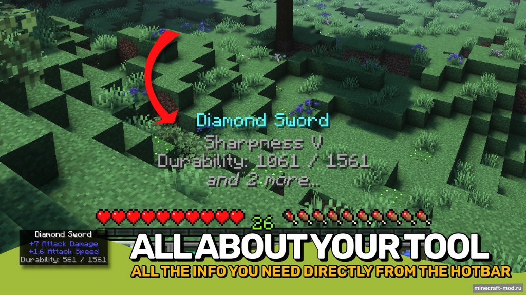 Мод Held Item Tooltips для Minecraft 1.21.1, 1.20.4, 1.20.1,  ...