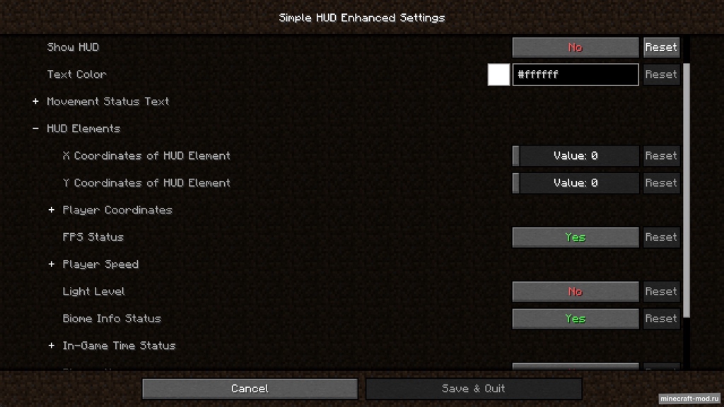 Мод Simple HUD Enhanced для Minecraft 1.21.1, 1.21, 1.20.6,  ...