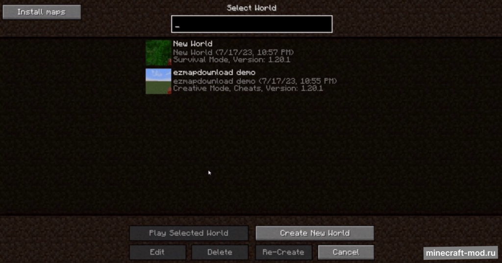 Мод World Download Button (EasyMapDownload) для Minecraft 1.21, 1.20.2, 1.20.1