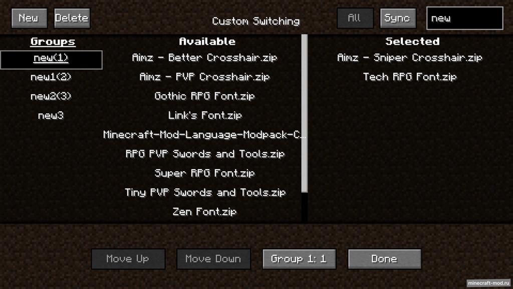 Мод Resource Switcher для Minecraft 1.21, 1.20.4, 1.20.3,  ...