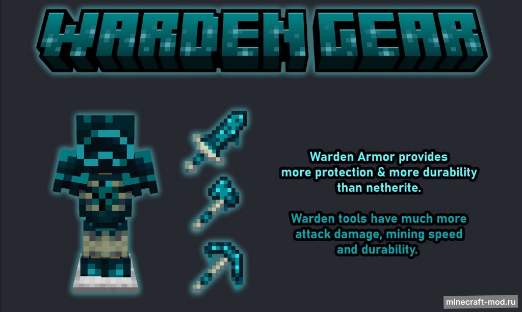 Мод Warden Tools для Minecraft 1.21, 1.20.4, 1.20.3,  ...