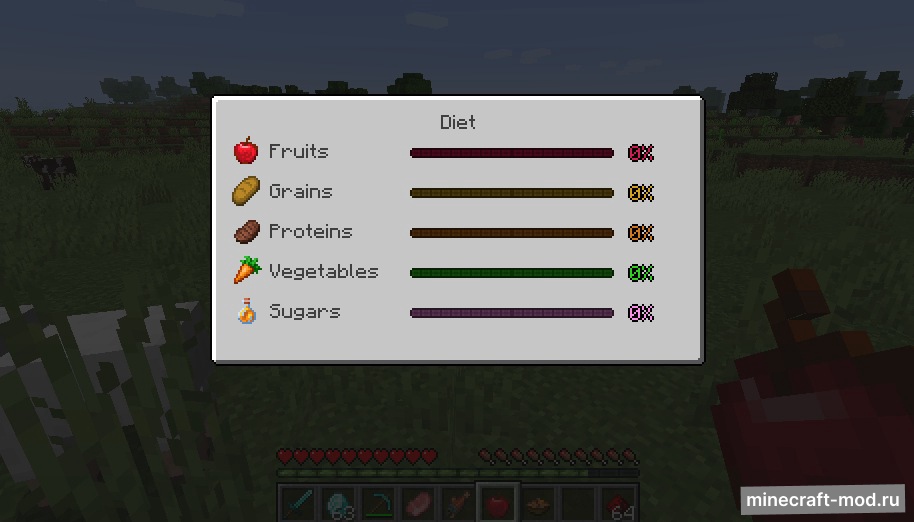 Мод Diet для Minecraft 1.20.1, 1.20, 1.19.2,  ...