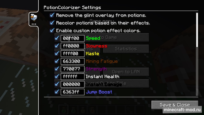 Мод PotionColorizer для Minecraft 1.8, 1.7.10