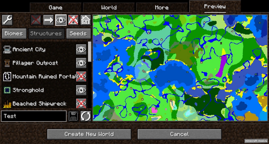 Мод World Preview для Minecraft 1.21, 1.20.6, 1.20.4,  ...