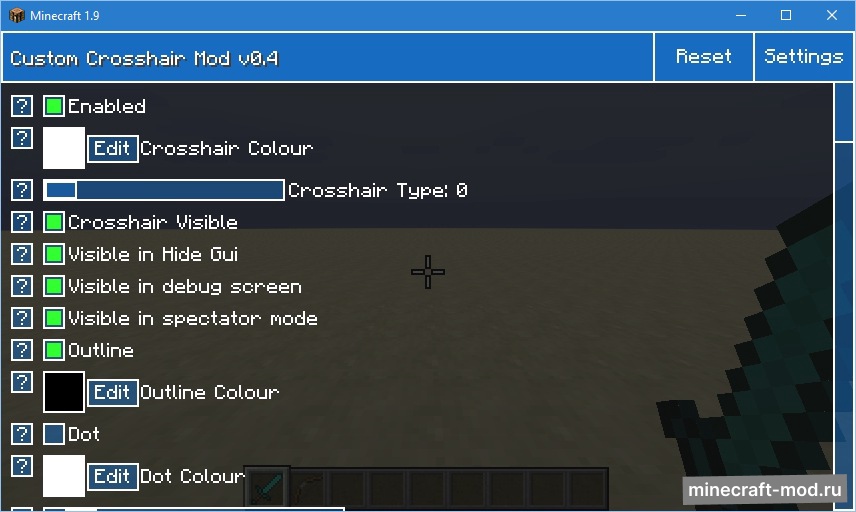 Мод Custom Crosshair для Minecraft 1.21.1, 1.21, 1.20.6,  ...