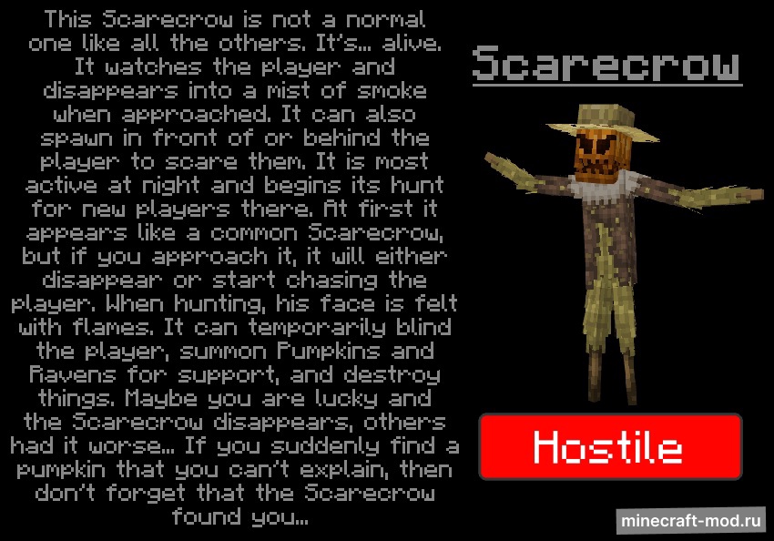 Мод The Scarecrow для Minecraft 1.20.1, 1.19.4, 1.19.2