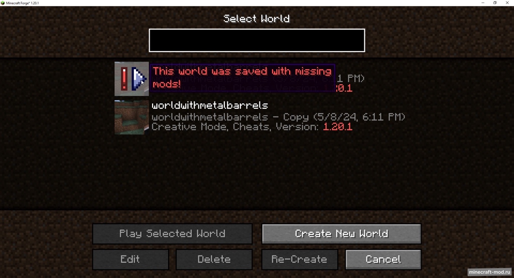 Мод Missing Mods Warning для Minecraft 1.20.1