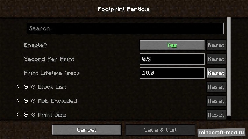 Мод FootprintParticle для Minecraft 1.21, 1.20.6, 1.20.4,  ...