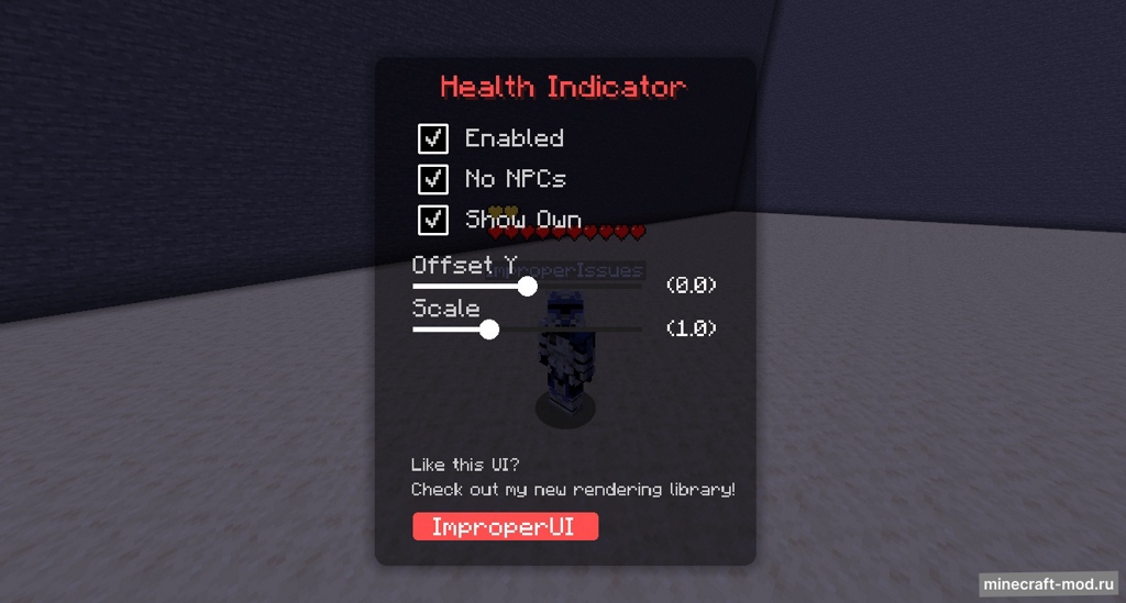Мод Player Health Indicators для Minecraft 1.21