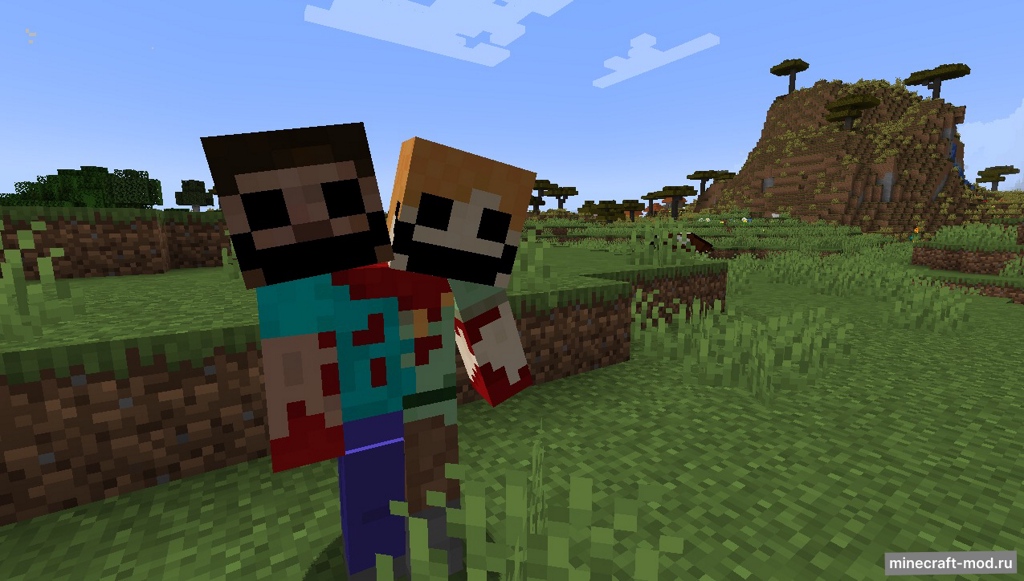Мод Two-Headed Steve And Alex для Minecraft 1.19.2