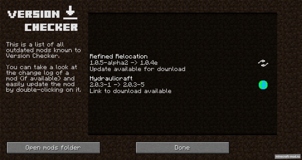 Мод Version Checker для Minecraft 1.12.2, 1.11.2, 1.9,  ...