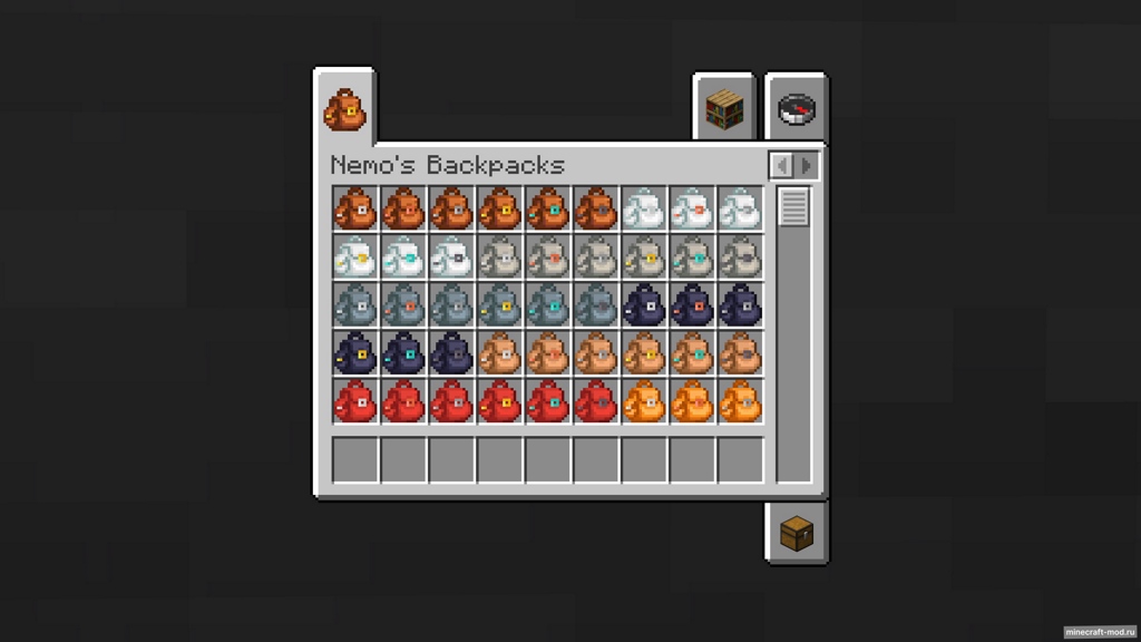 Мод Nemo's Backpacks для Minecraft 1.21.8, 1.21.5, 1.21.4