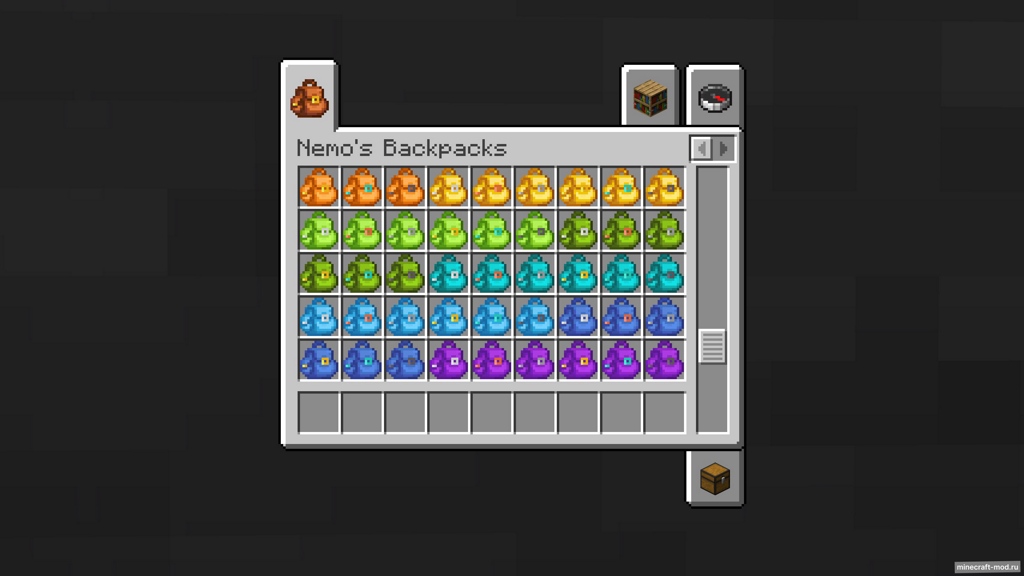Мод Nemo's Backpacks для Minecraft 1.21.8, 1.21.5, 1.21.4