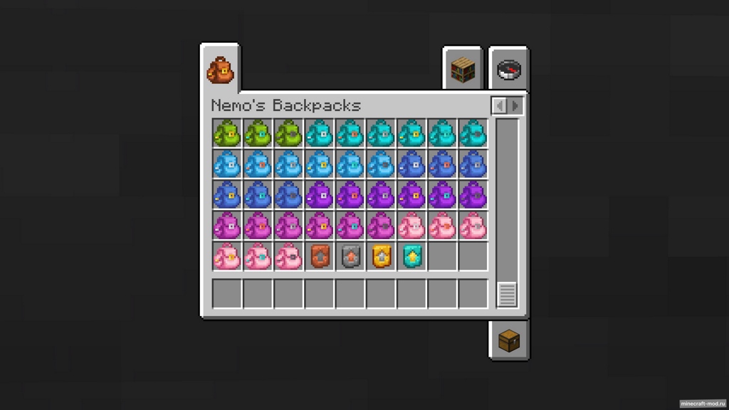 Мод Nemo's Backpacks для Minecraft 1.21.8, 1.21.5, 1.21.4