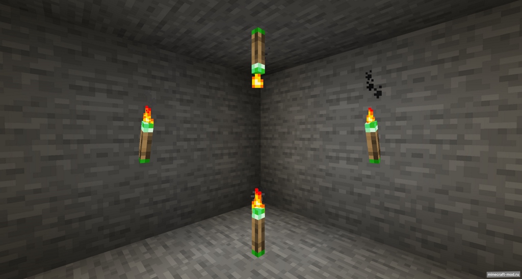 Мод Sticky Torches для Minecraft 1.21.8