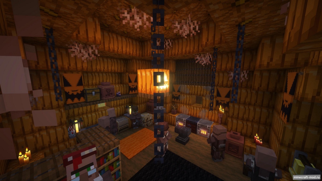 Мод Villager Pumpkin House для Minecraft 1.21.8, 1.21.4, 1.21.1,  ...