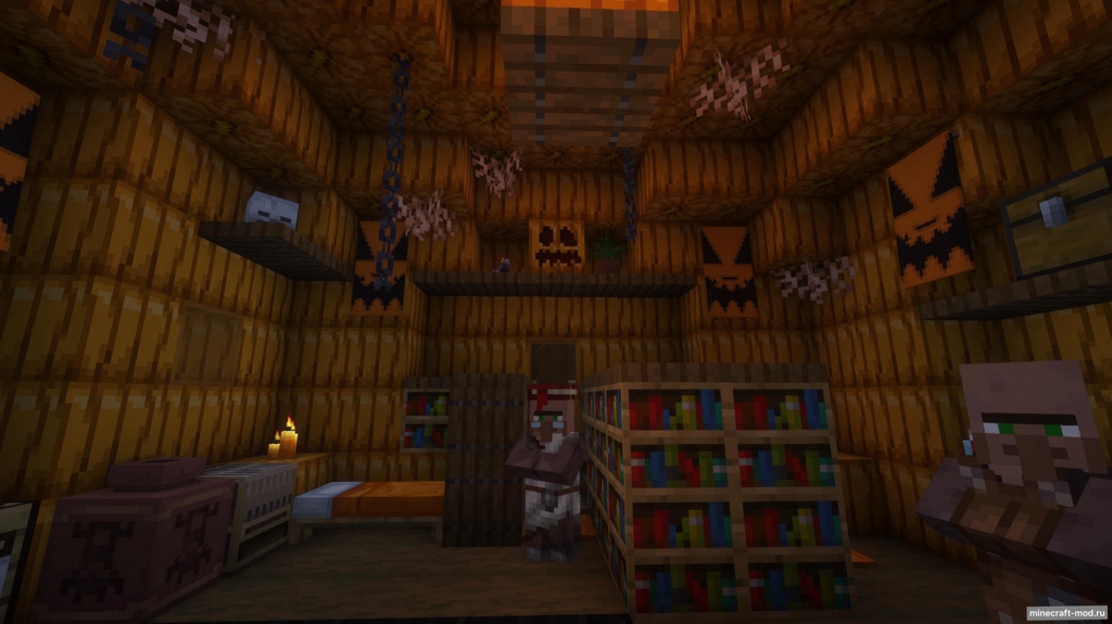 Мод Villager Pumpkin House для Minecraft 1.21.8, 1.21.4, 1.21.1,  ...