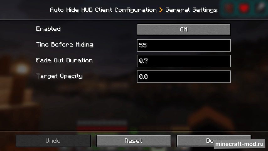 Мод Auto Hide HUD для Minecraft 1.21.10 neoforge, 1.21.8 neoforge