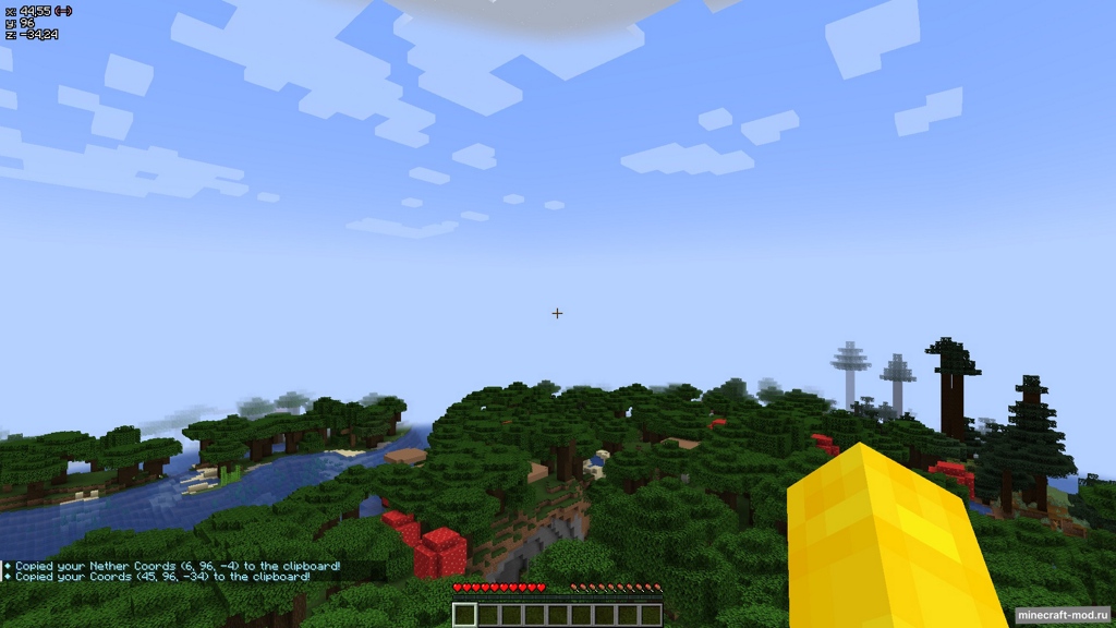 Мод Minimal Coords HUD для Minecraft 1.20.6 / 1.20.5 forge, 1.20.4 / 1.20.3 / 1.20.2 forge, 1.20.1 forge