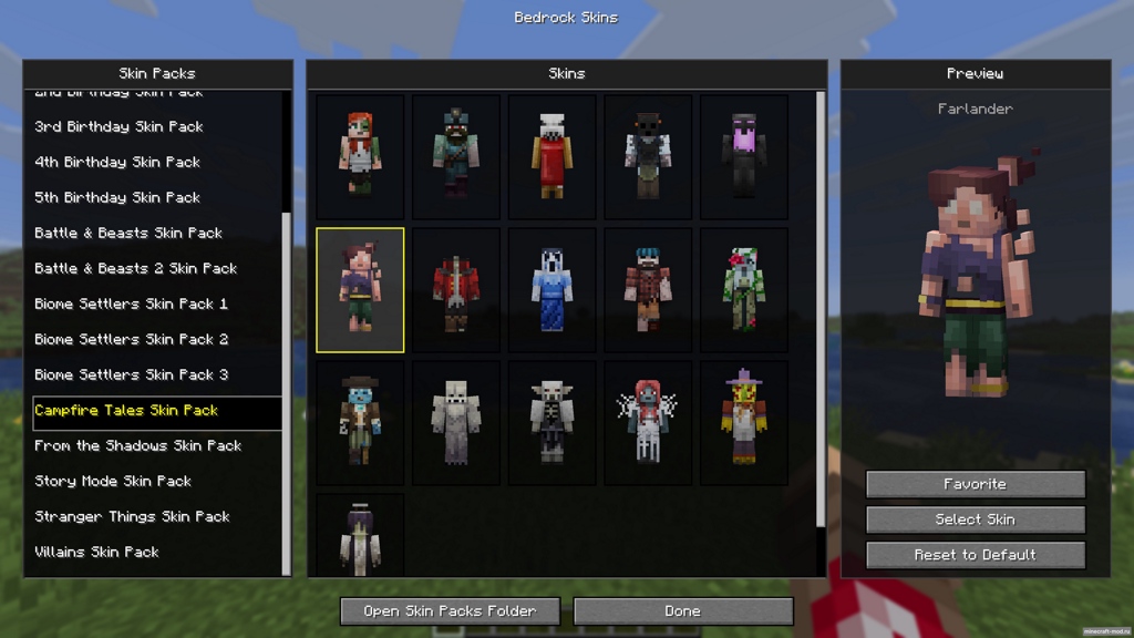 Мод Bedrock Skins для Minecraft 1.21.11 fabric