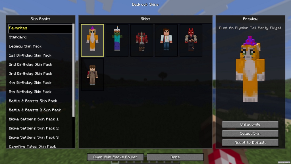 Мод Bedrock Skins для Minecraft 1.21.11 fabric