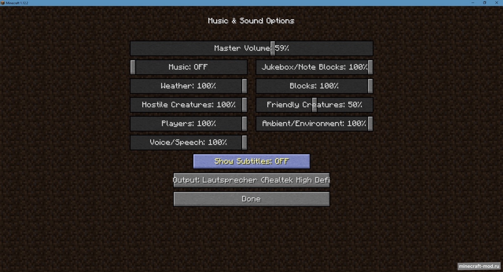 Мод Sound Device Options для Minecraft 1.17.1, 1.16.5, 1.16.4,  ...